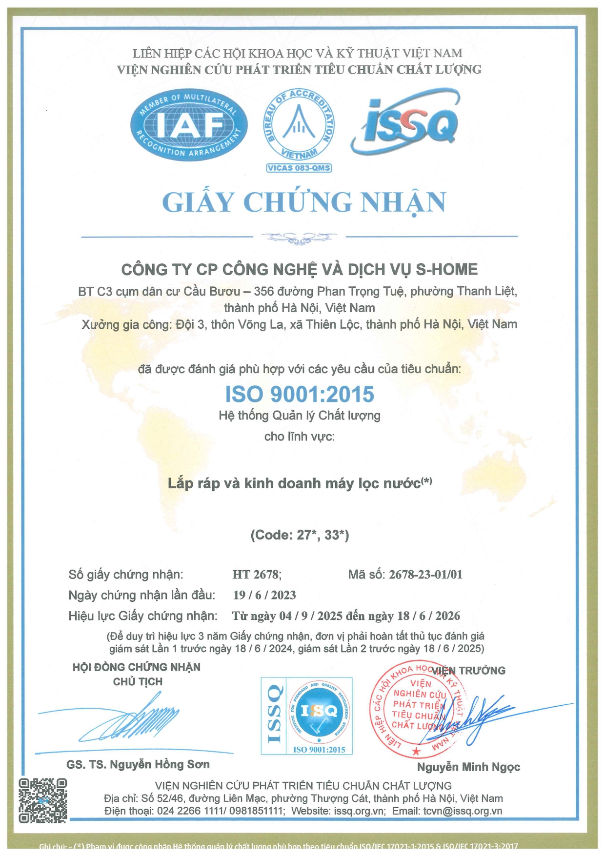 CHỨNG NHẬN ISO 9001:2015