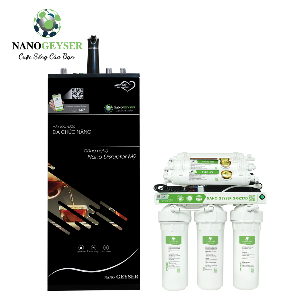 Máy lọc nước Nano Geyser nóng - lạnh - nguội GR-K37D 10 cấp